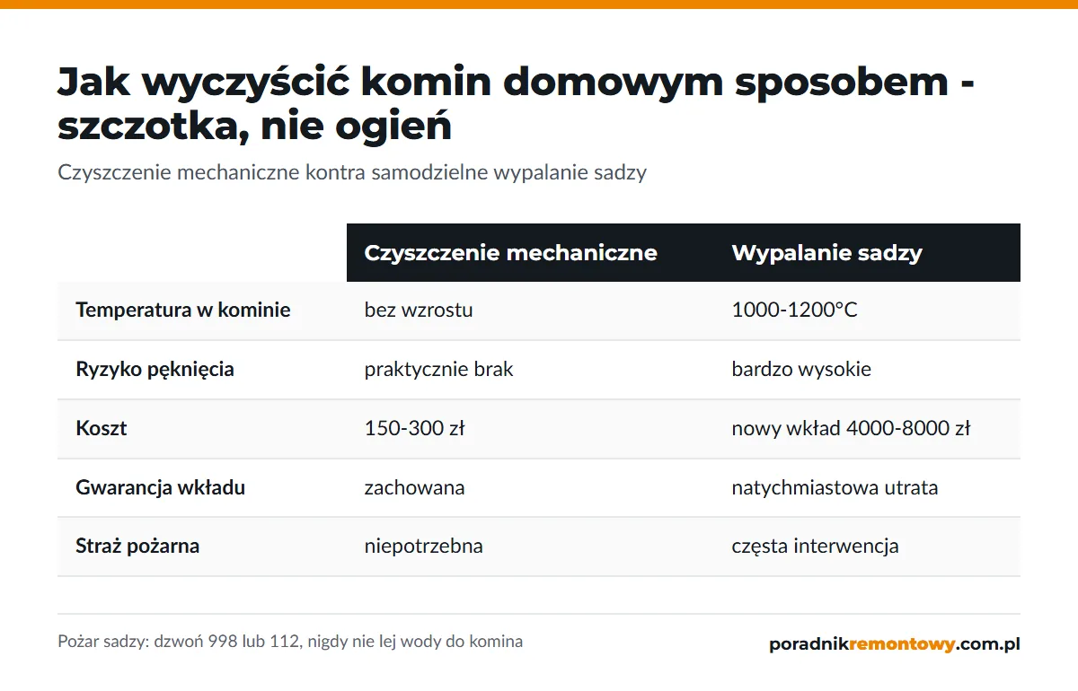 Porównanie: jak wyczyścić komin domowym sposobem - czyszczenie mechaniczne kontra wypalanie sadzy